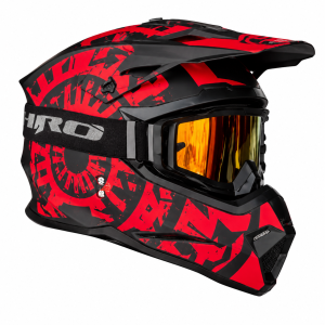 Casco Cross HRO Rojo y Negro con Visor Iridium Dorado