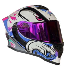 Casco Cerrado HAX para Moto Diseño Gráfico con Visor Iridium Morado