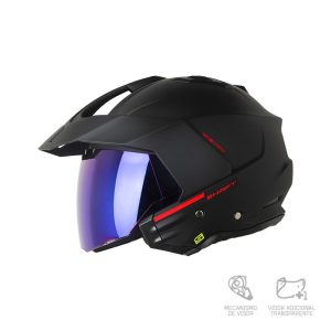 Casco Abierto Shaft 227 Trial Solid Negro Rojo