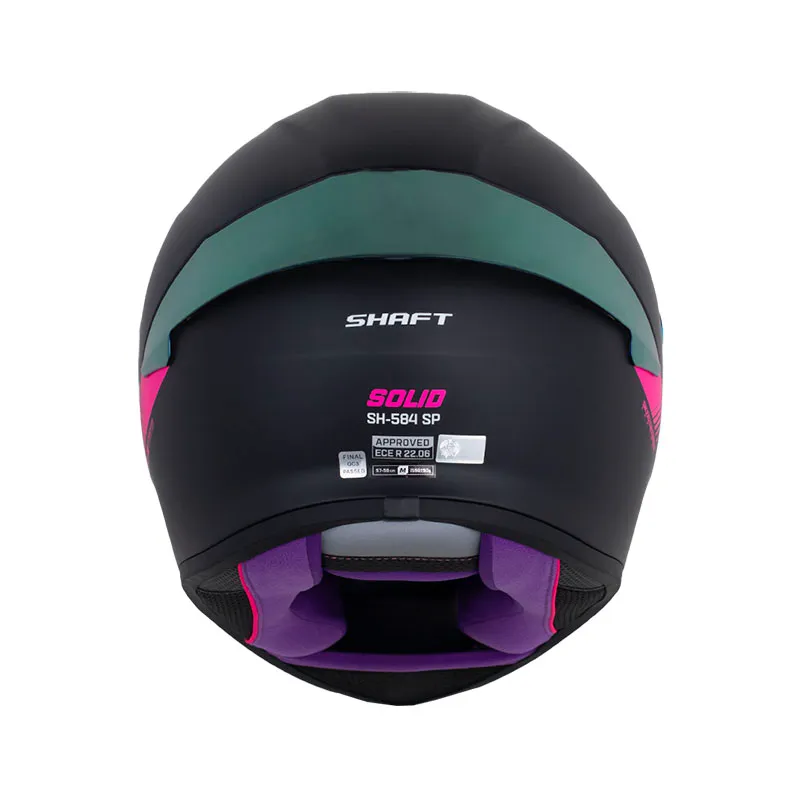 Casco Integral Shaft 584 SP Solid Negro Rosado - Imagen 3