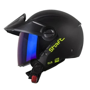 Casco Shaft 212 Solid Negro Amarillo Neón Visor Iridium Azul