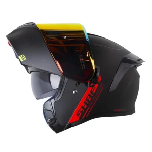 Casco Abatible Shaft 3820 Solid Negro Rojo