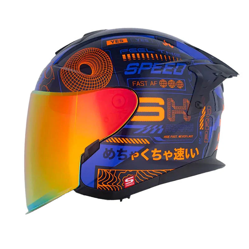 Casco Abierto Shaft Pro 240 Frame Azul Naranja