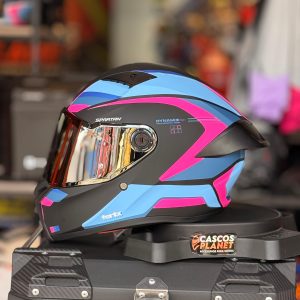 Casco Integral Spartan Fenix Turb Negro Rosa Azul Mate