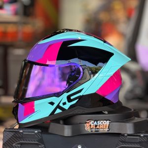 Casco Integral Xsports Arlok M73 Rosa Negro Púrpura