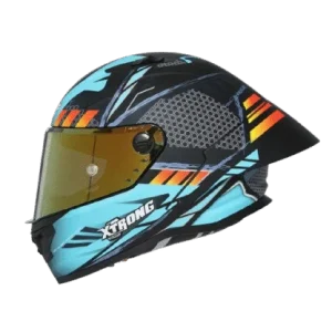 Casco Integral Xtrong R1 Race Negro Turquesa