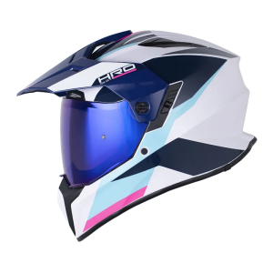 Casco HRO MX340 Long Blanco Lila Azul