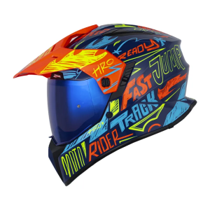 Casco HRO MX340 Stripe Naranja Azul