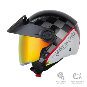 Casco Abierto Shaft 212 Tremble Negro Rojo