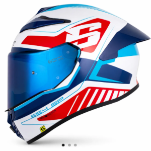 Casco Integral Shaft 584 Sp Race Blanco Azul Rojo Brillante