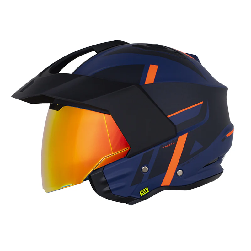 Casco Abierto Shaft 227 Trial Striker Azul Naranja