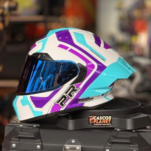 Casco Abatible ProRider PR 390 SP Blanco Morado Turquesa