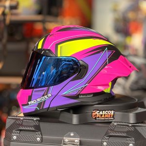 Casco Abatible ProRider PR 390 SP Morado Rosado Amarillo