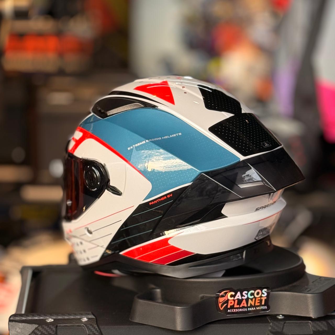 Casco Integral Spartan Panther Dimension Blanco Verde Rojo - Imagen 2