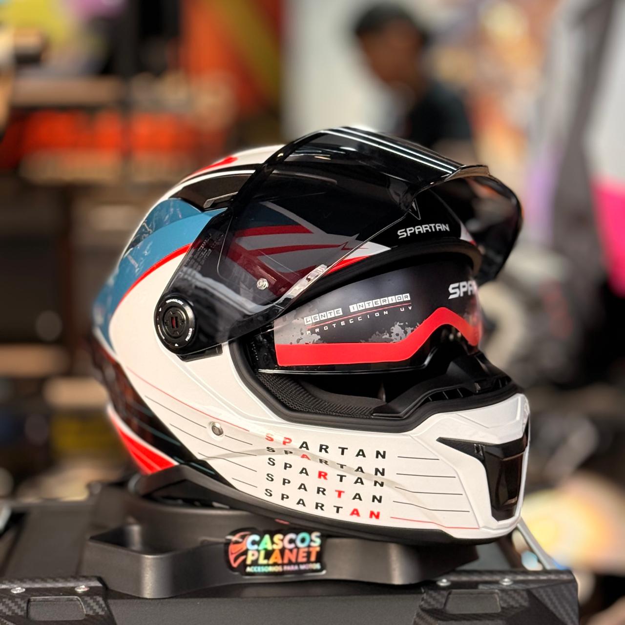 Casco Integral Spartan Panther Dimension Blanco Verde Rojo - Imagen 3