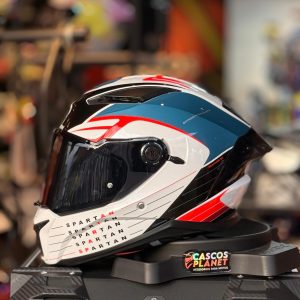 Casco Integral Spartan Panther Dimension Blanco Verde Rojo