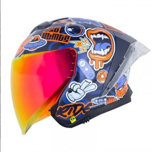 Casco Abierto Shaft SH-246 Sp New Stice Azul Naranja
