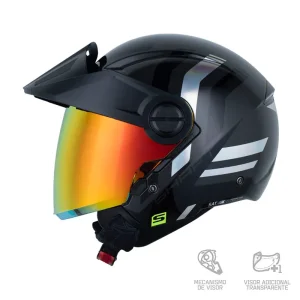 Casco Abierto Shaft 212 Flygod Gris Negro Brillo