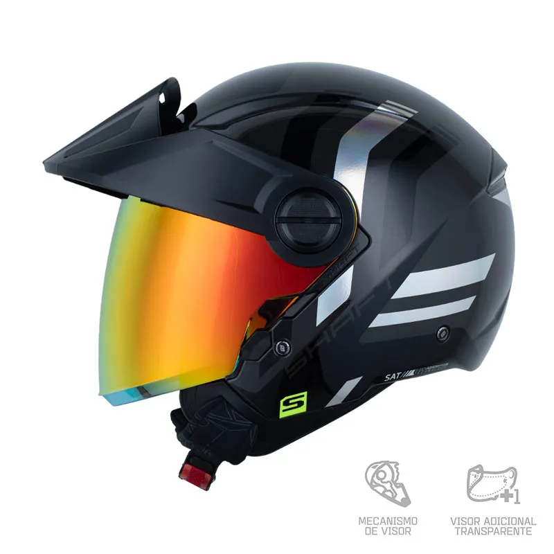 Casco Abierto Shaft 212 Flygod Gris Negro Brillo