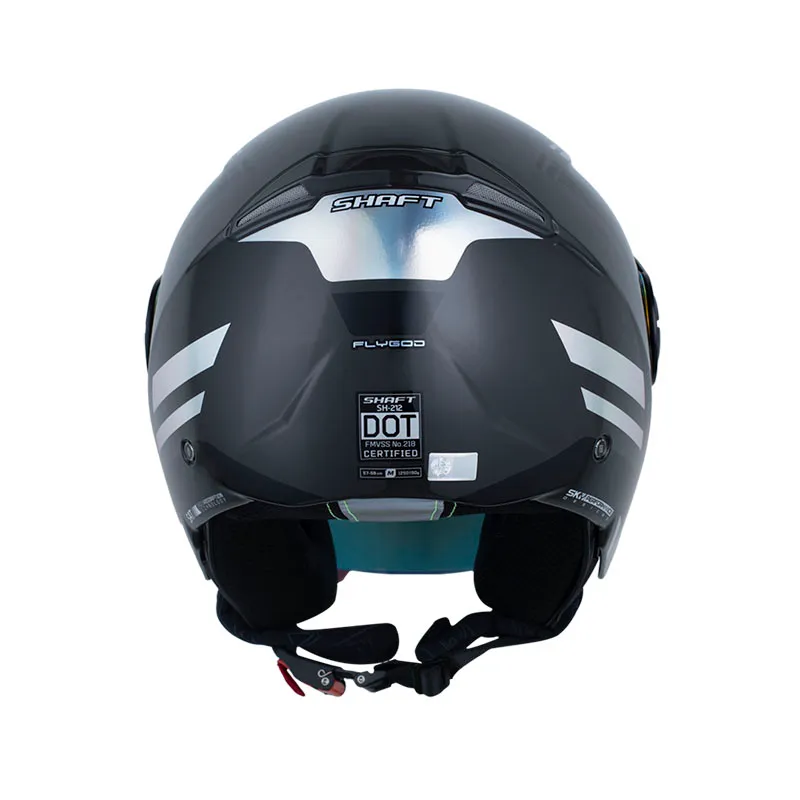 Casco Abierto Shaft 212 Flygod Gris Negro Brillo - Imagen 2