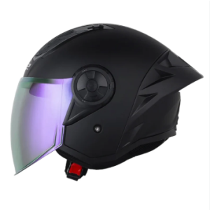 Casco Abierto Ls2 Of616 Solid Negro Mate Visor Morado