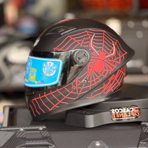 Casco Integral Infantil KRM H-308 Negro Mate Telaraña