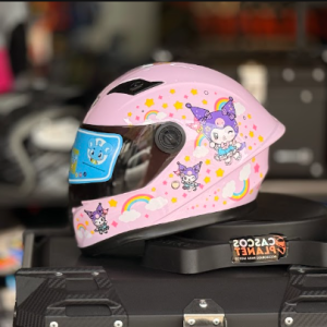 Casco Integral Infantil KRM H-308 Lila Brillo Kuromi