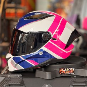 Casco Integral Spartan Panther Blanco Fucsia Azul
