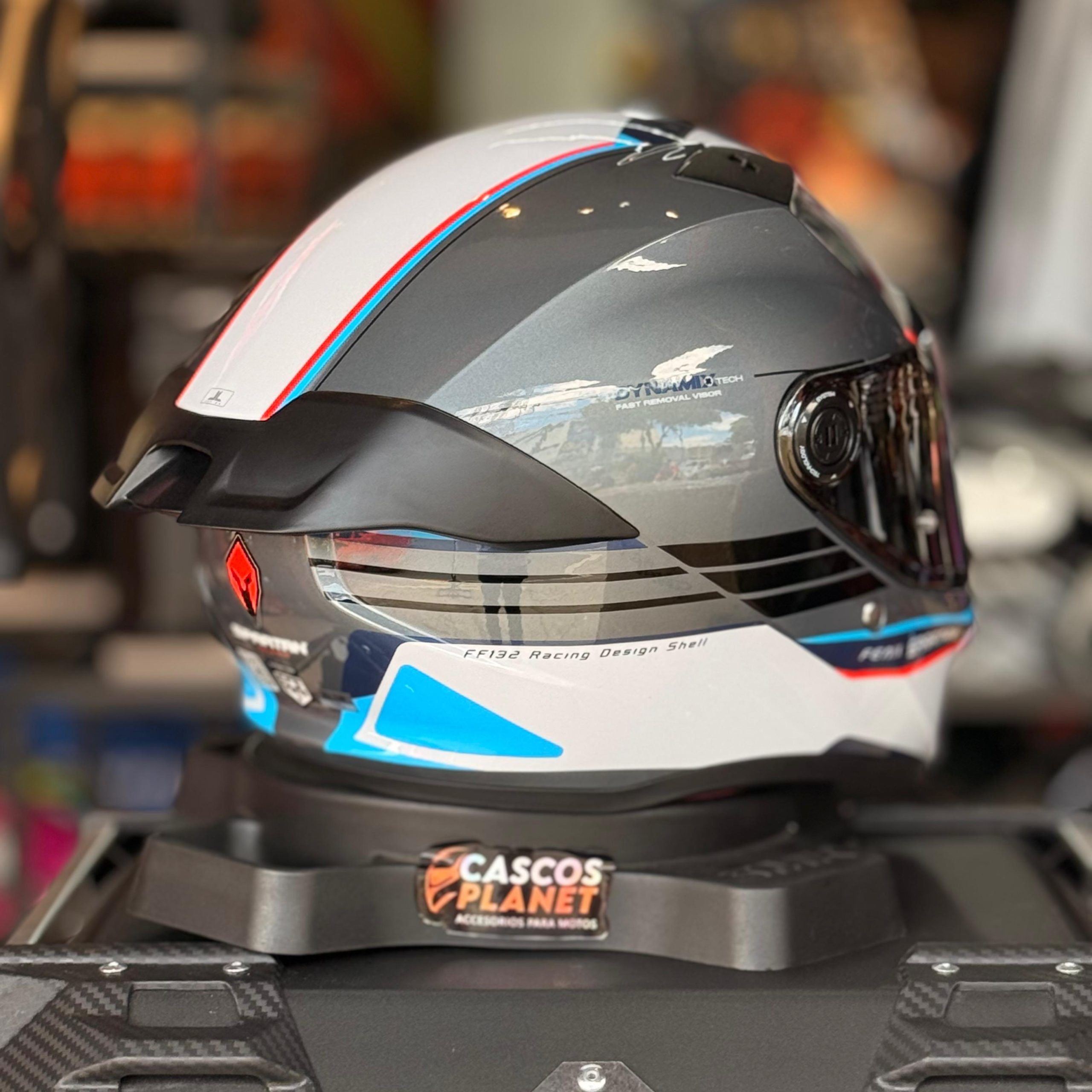 Casco Integral Spartan Fénix Slab Gris Blanco Azul Rojo - Imagen 3